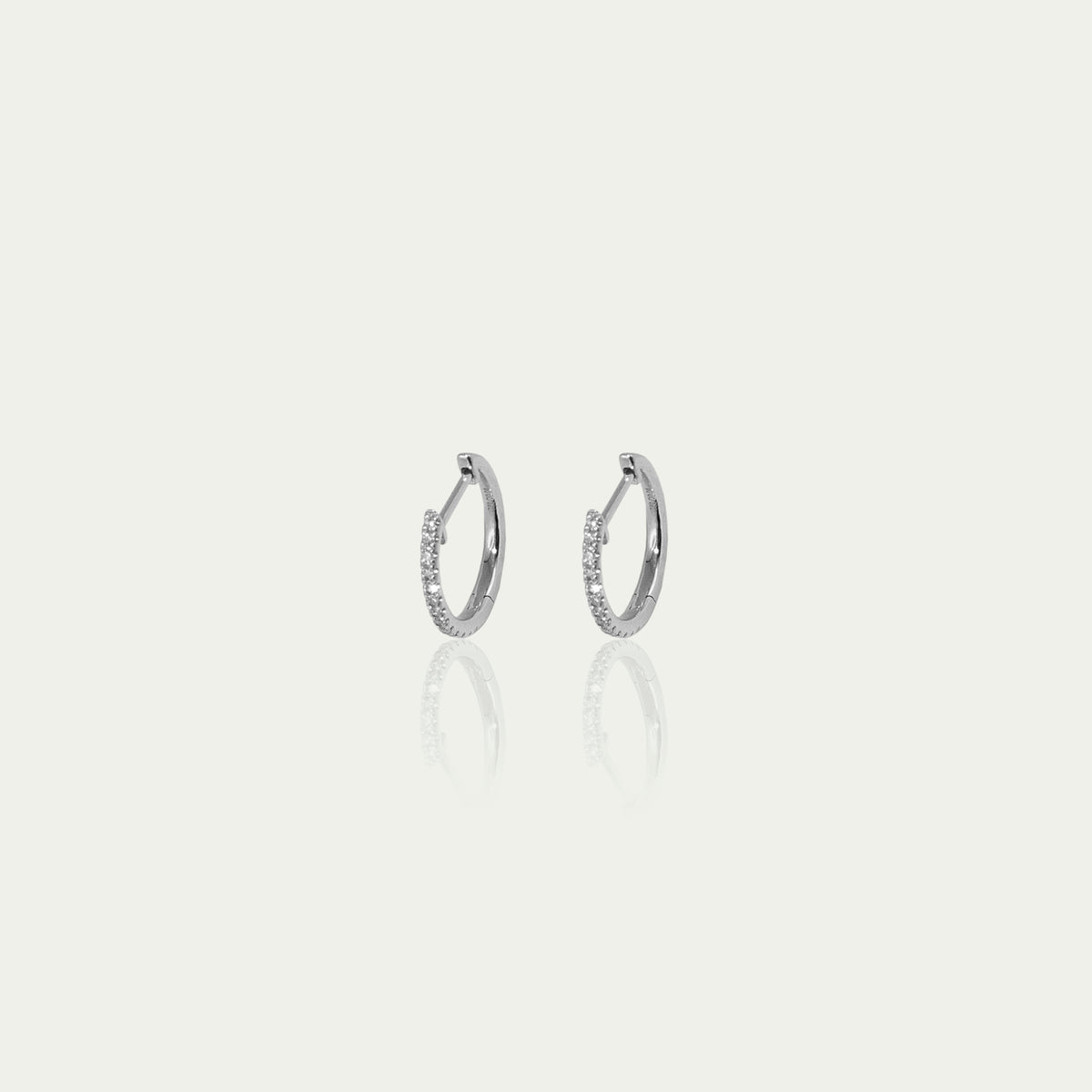 Creole Rund S mit Diamanten – 18K Weißgold | Sucre Fine Jewelry