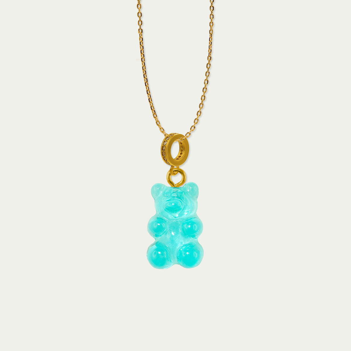 Halskette Happy Bear Aquablau – vergoldet wasserfest | Sucre Fine Jewelry