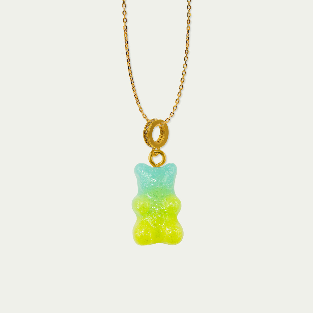 Halskette Happy Bear Neongelb – vergoldet wasserfest | Sucre Fine Jewelry