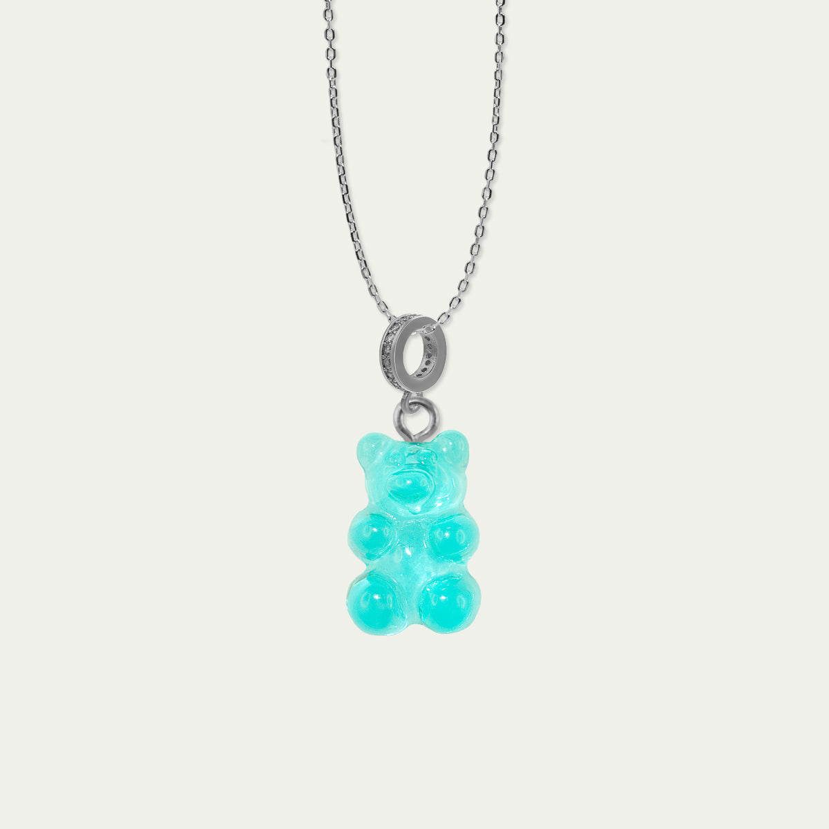 Halskette Happy Bear Aquablau – Edelstahl wasserfest | Sucre Fine Jewelry