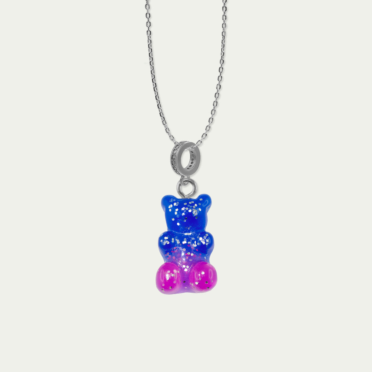 Halskette Happy Bear Blaulila – Edelstahl wasserfest | Sucre Fine Jewelry