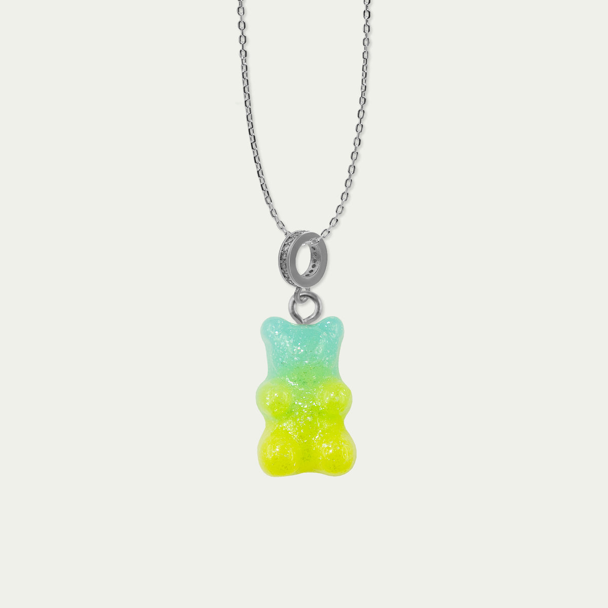 Halskette Happy Bear Neongelb – Edelstahl wasserfest | Sucre Fine Jewelry