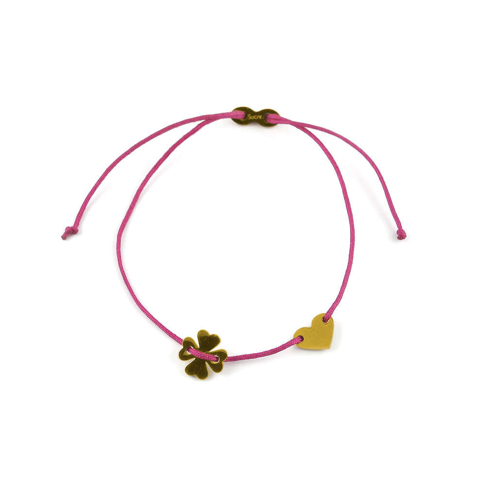 Glücksarmbändchen Kleeblatt/Herz – Edelstahl 18K Gelbgold vergoldet | Sucre Fine Jewelry