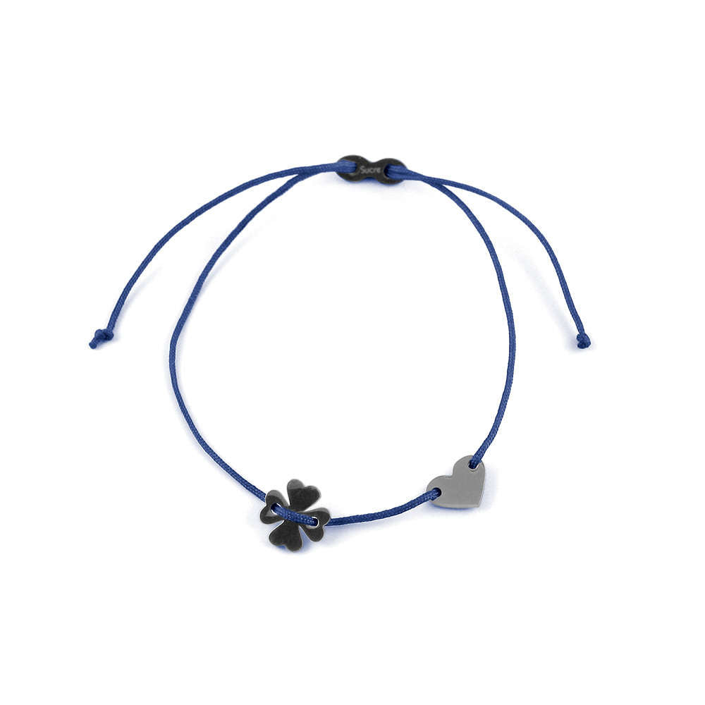 Glücksarmbändchen Kleeblatt/Herz – Edelstahl Silber | Sucre Fine Jewelry