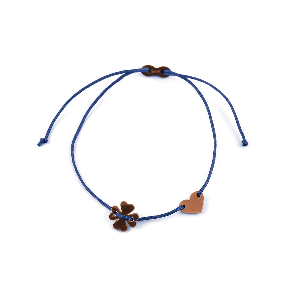 Glücksarmbändchen Kleeblatt/Herz – Edelstahl 18K Roségold vergoldet | Sucre Fine Jewelry