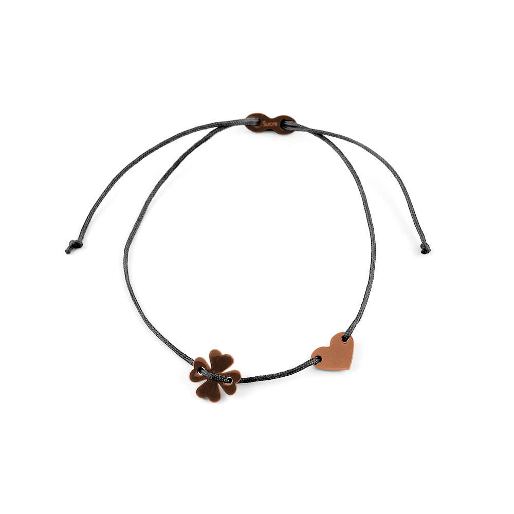 Glücksarmbändchen Kleeblatt/Herz – Edelstahl 18K Roségold vergoldet | Sucre Fine Jewelry