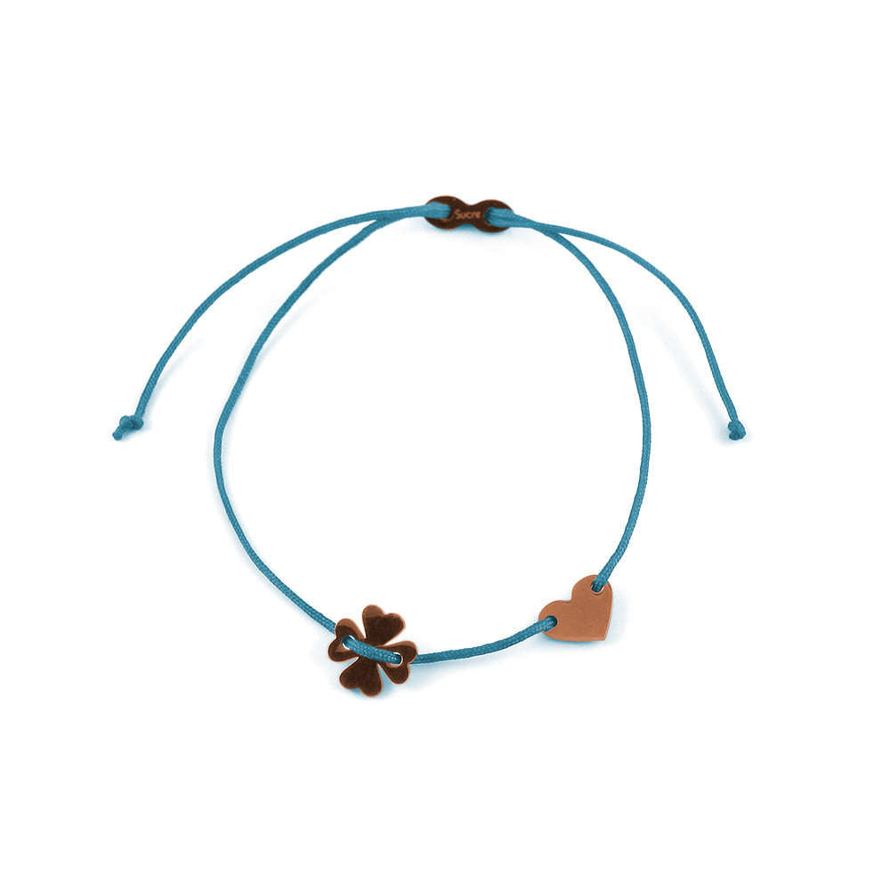 Glücksarmbändchen Kleeblatt/Herz – Edelstahl 18K Roségold vergoldet | Sucre Fine Jewelry