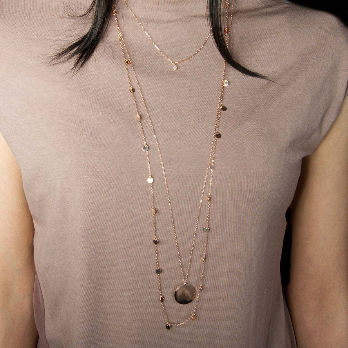 Halskette Mini Pavé Roségold vergoldet getragen | Sucre Fine Jewelry