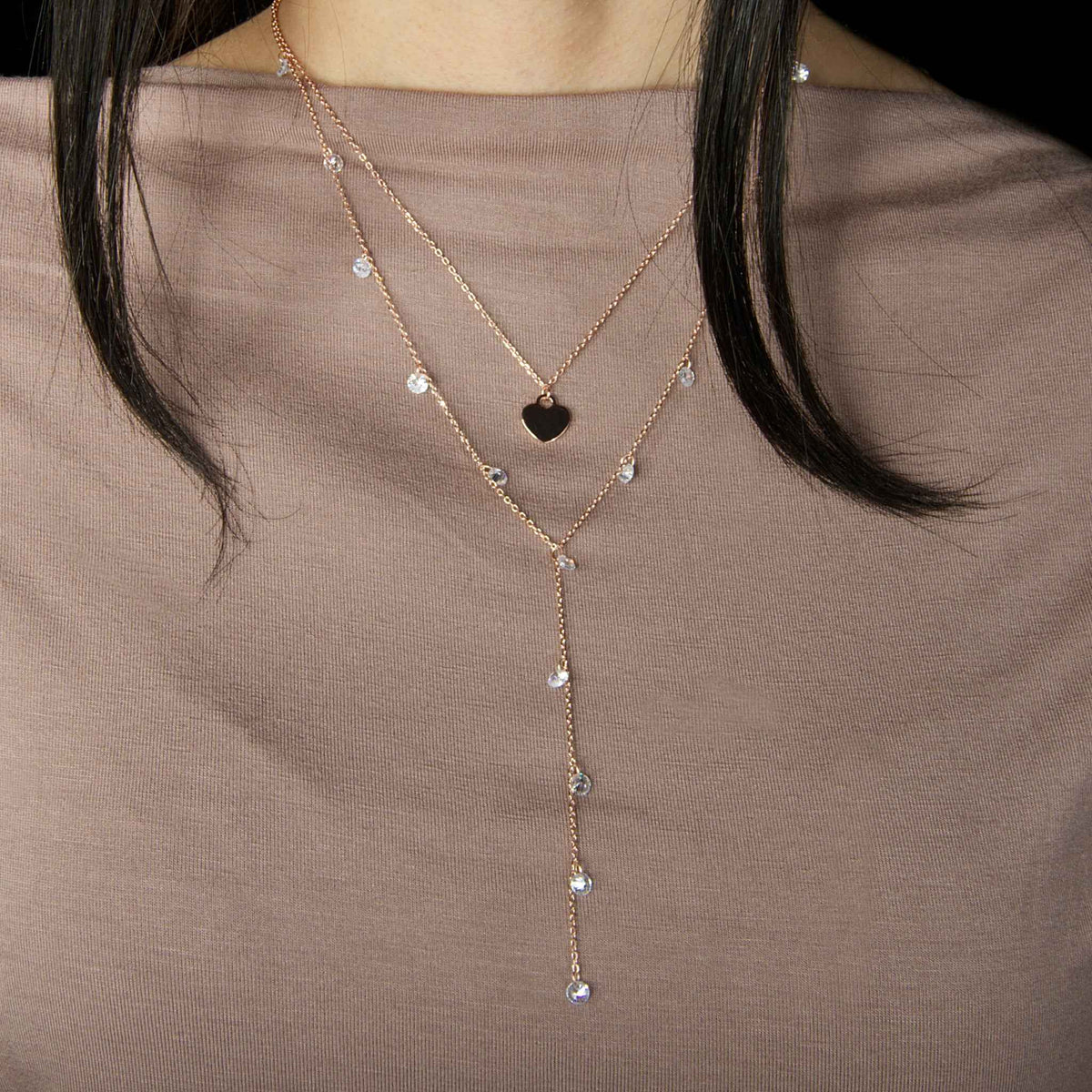Halskette Y Pure mit Zirkonia Sterling Silber getragen | Sucre Fine Jewelry