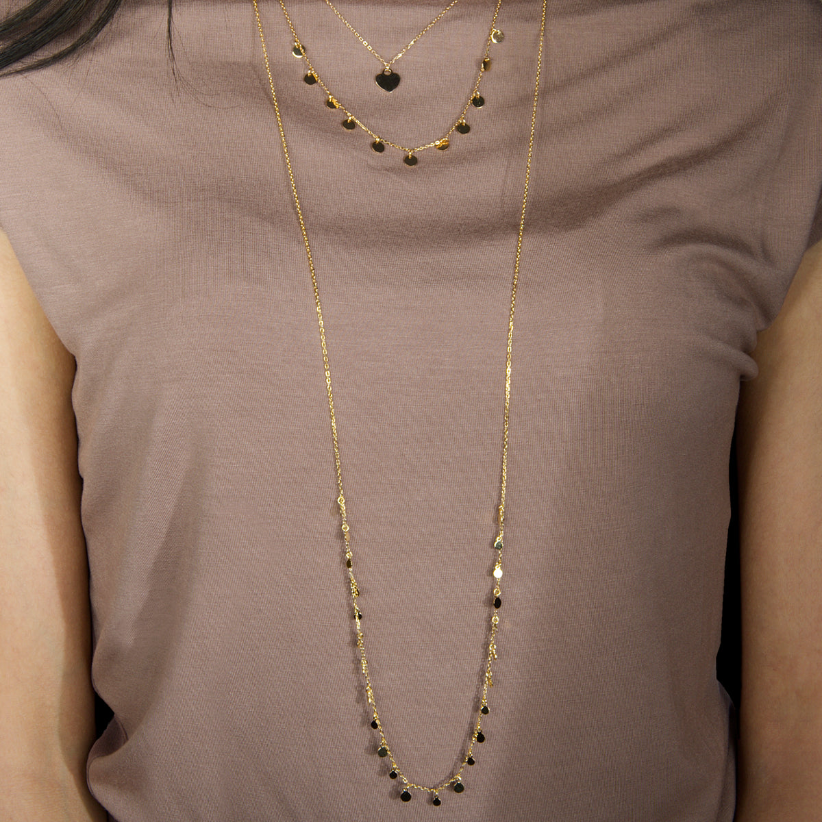 Halskette Mini Coin Sterling Silber getragen | Sucre Fine Jewelry