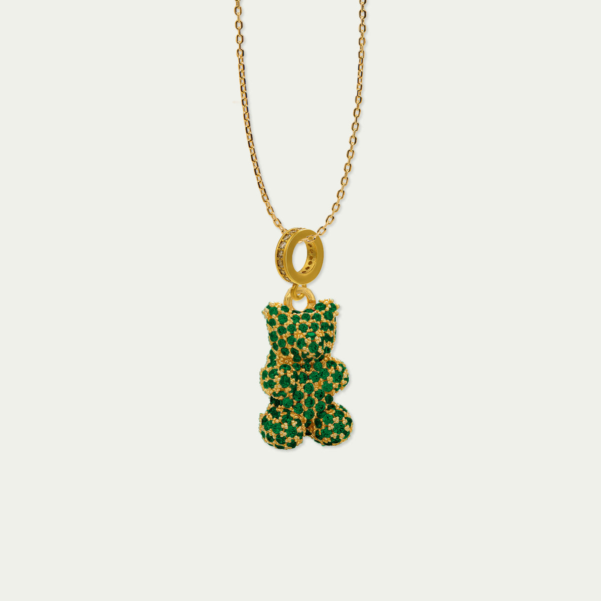 Sucre Bären Pavé grüne Zirkoniasteine – Edelstahlkette | Sucre Fine Jewelry