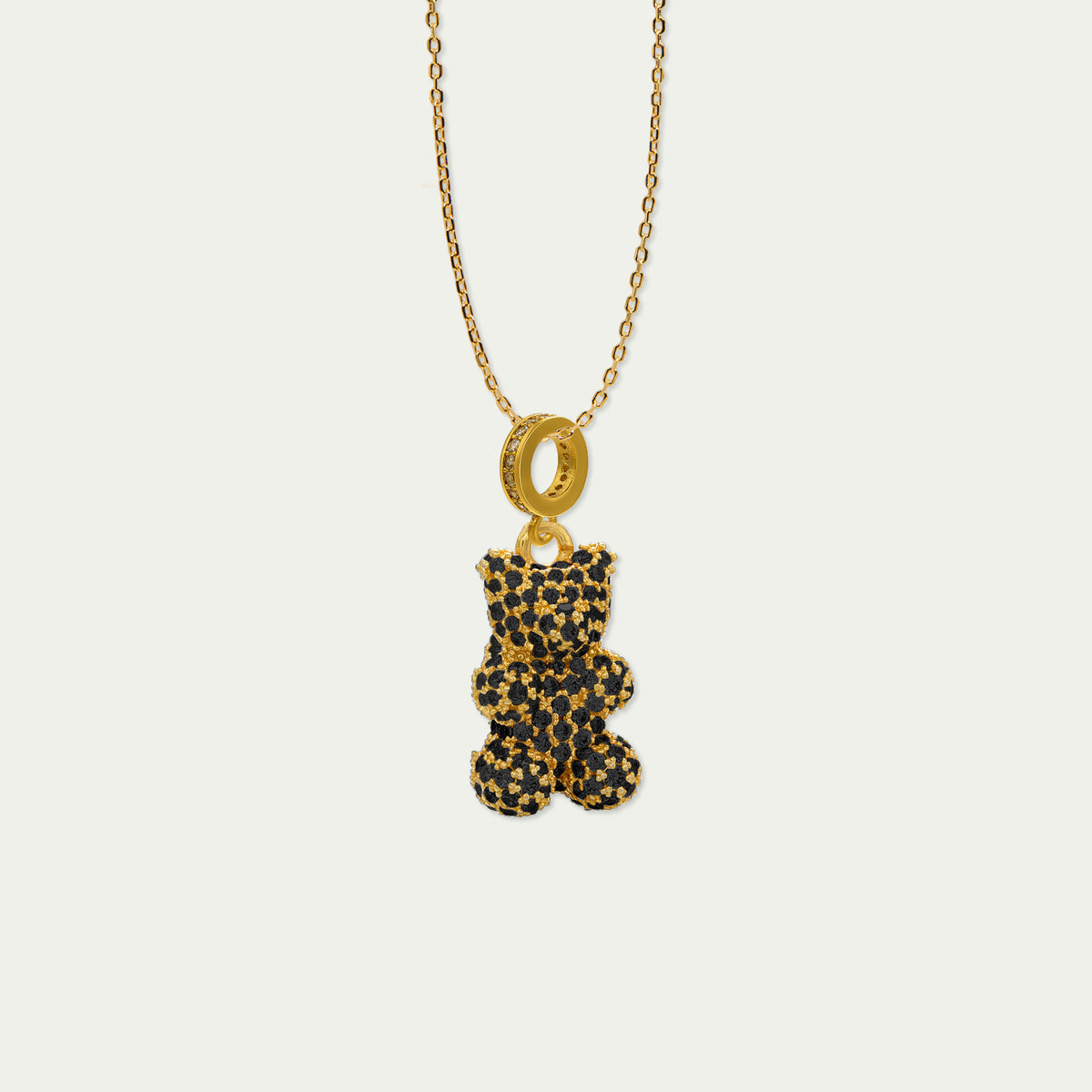 Sucre Bären Pavé schwarze Zirkoniasteine – Edelstahlkette | Sucre Fine Jewelry