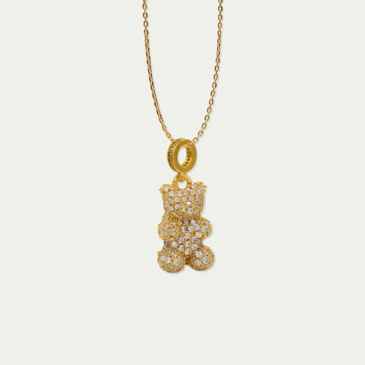 Sucre Bären Pavé weiße Zirkoniasteine – Edelstahlkette | Sucre Fine Jewelry