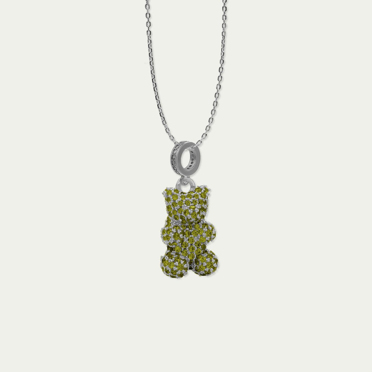 Sucre Bären Pavé olivgrüne Zirkoniasteine silber – Edelstahlkette | Sucre Fine Jewelry