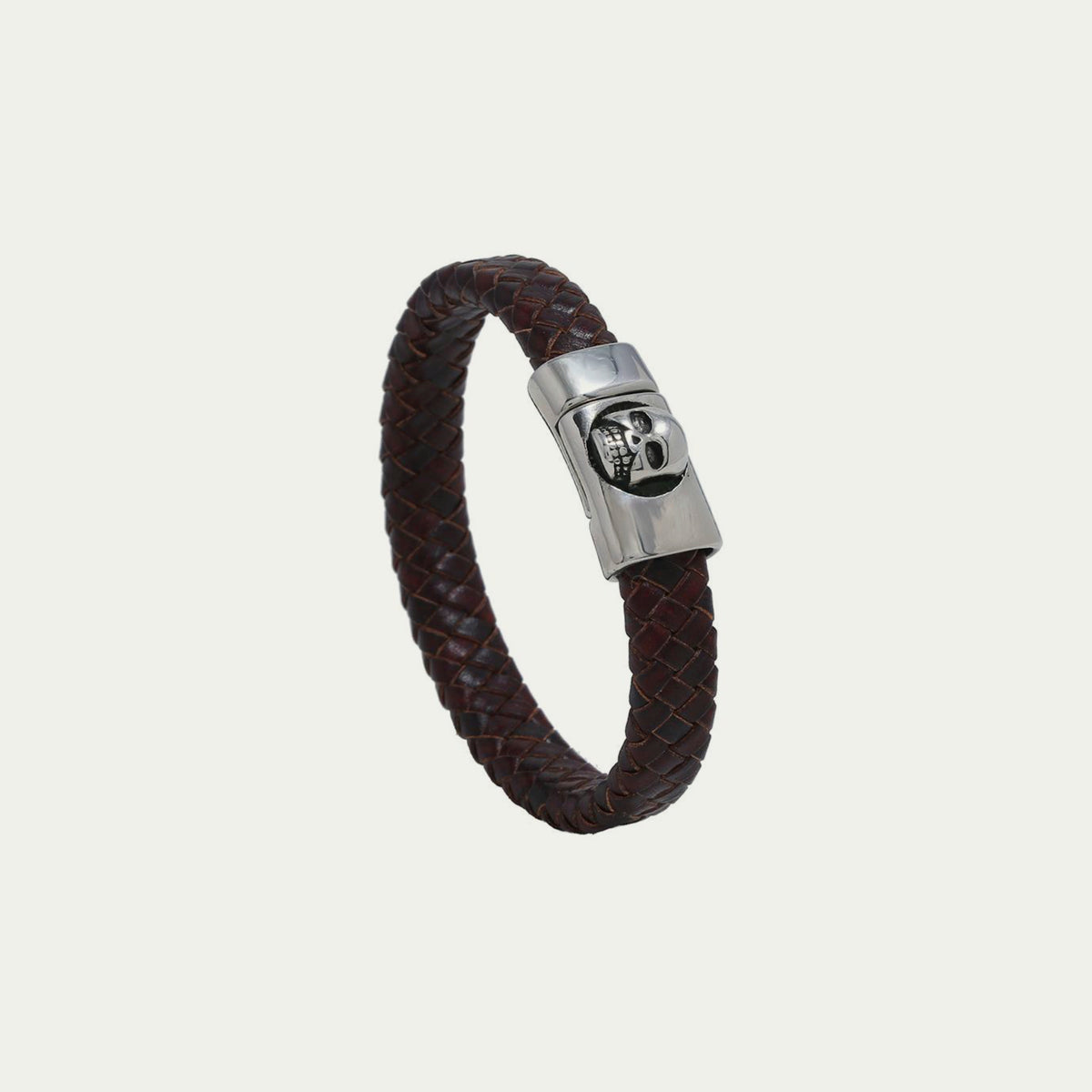 Lederarmband mit Totenkopf Schwarz – Edelstahlverschluss | Sucre Fine Jewelry