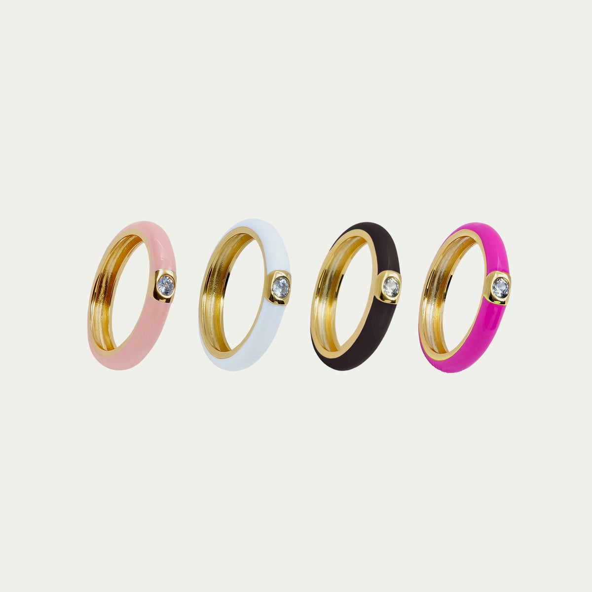 Ring emailliert mit einem Zirkoniastein | Sucre Fine Jewelry