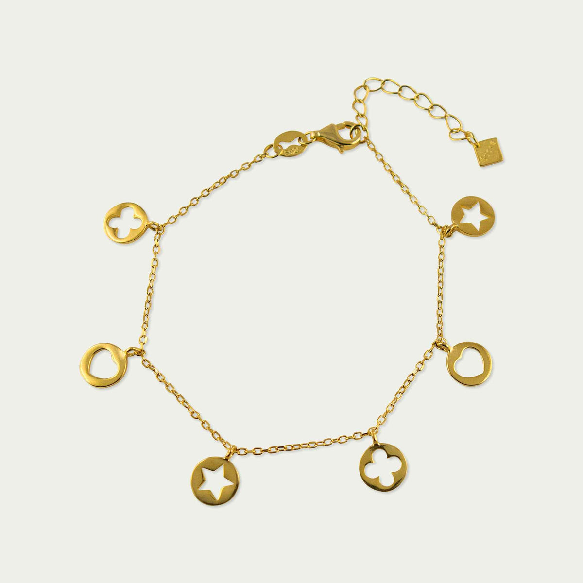 Herz-Stern-Kleeblatt Armkette – 925 Sterling Silber 18K Gelbgold vergoldet | Sucre Fine Jewelry