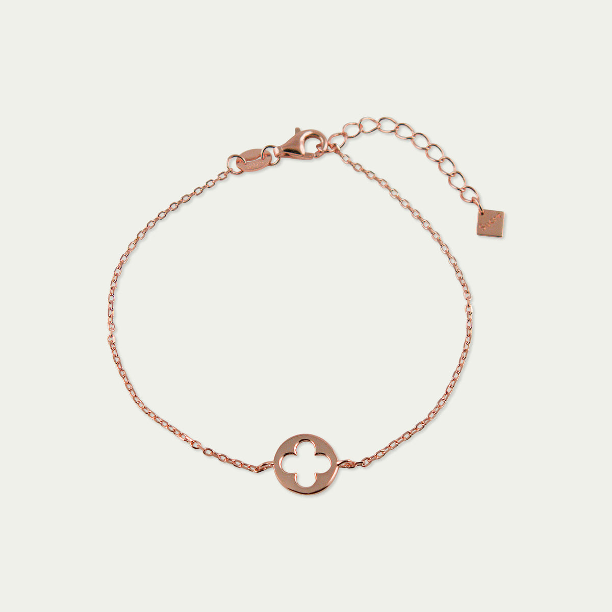 Armkette Kleeblatt Disc, 18K Roségold vergoldet aus anlaufgeschütztem 925 Sterlingsilber