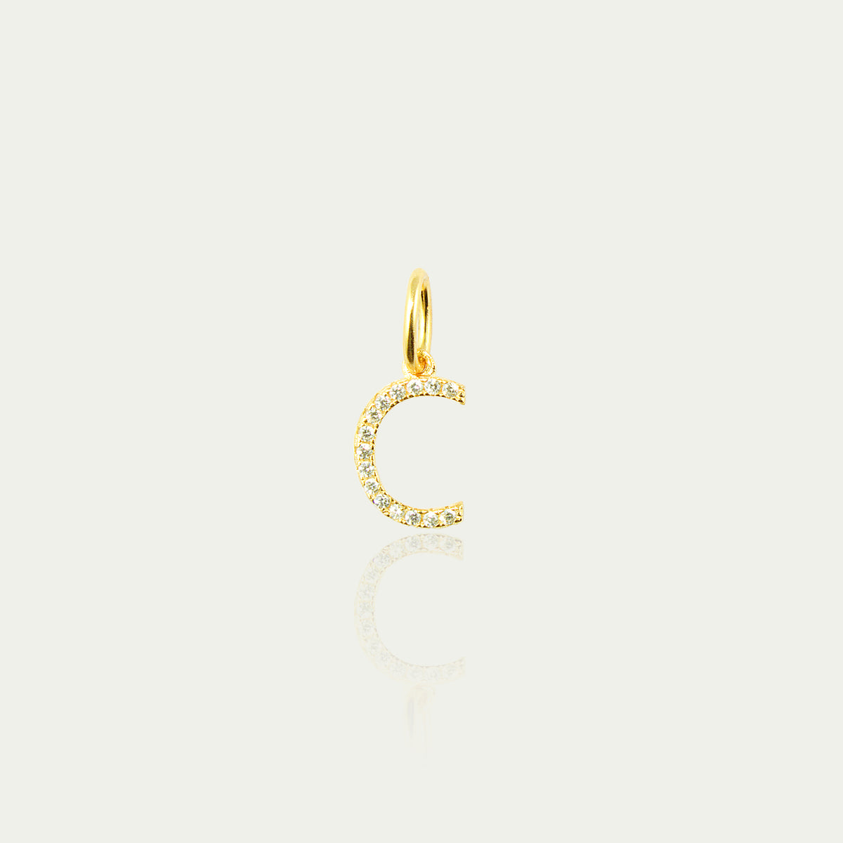 Buchstabe C Anhänger mit Zirkonia – 925 Sterling Silber 18K Gelbgold vergoldet | Sucre Fine Jewelry