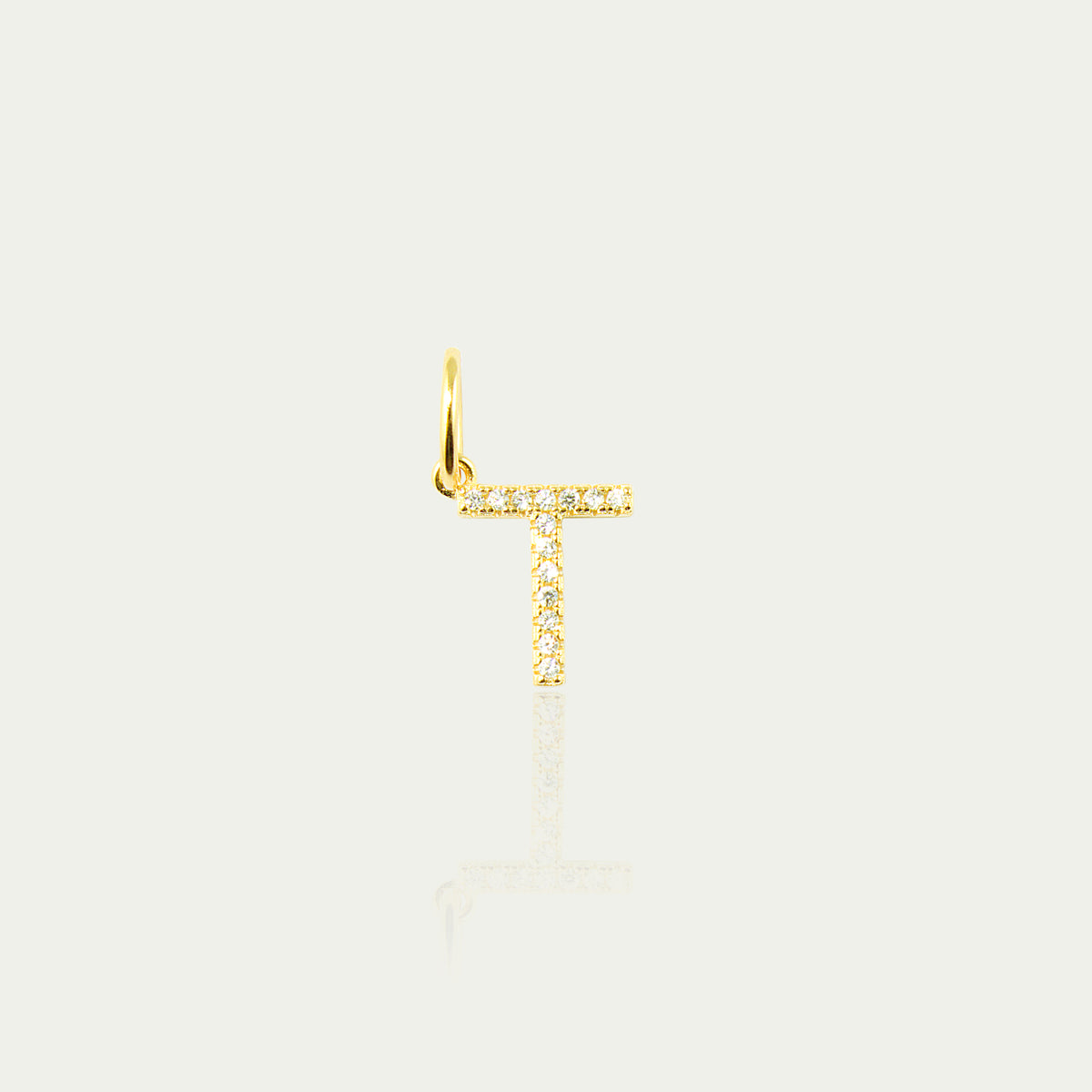 Buchstabe T Anhänger mit Zirkonia – 925 Sterling Silber 18K Gelbgold vergoldet | Sucre Fine Jewelry