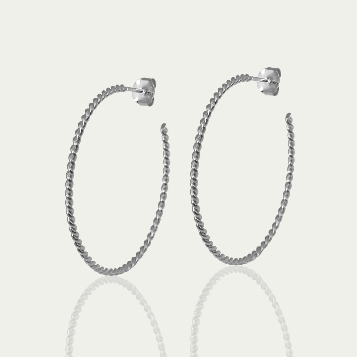 Creole Basic Twist, Sterling Silber, 4,0 cm Durchmesser – 925 Silber rhodiniert – Sucre Fine Jewelry