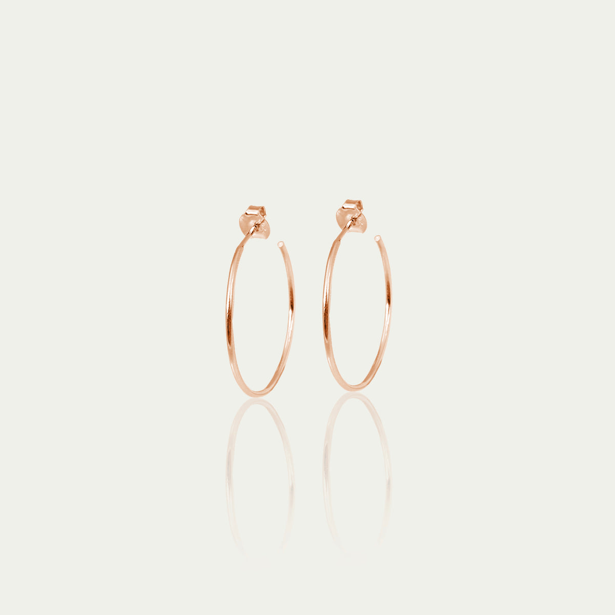 Elegante Creole Basic mit Stecker Roségold vergoldet, 3,0 cm Durchmesser – 925 Silber 18k vergoldet – Sucre Fine Jewelry
