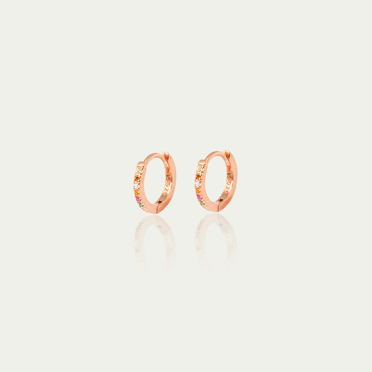 Creole Mini Glam Rainbow Roségold vergoldet, 1,0 cm Durchmesser – 925 Silber 18k vergoldet – Sucre Fine Jewelry