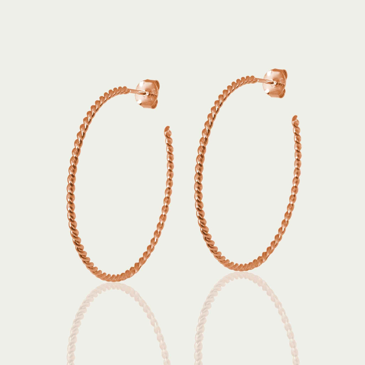 Creole Basic Twist – 925 Sterling Silber 18K Roségold vergoldet, 4 cm Durchmesser | Sucre Fine Jewelry
