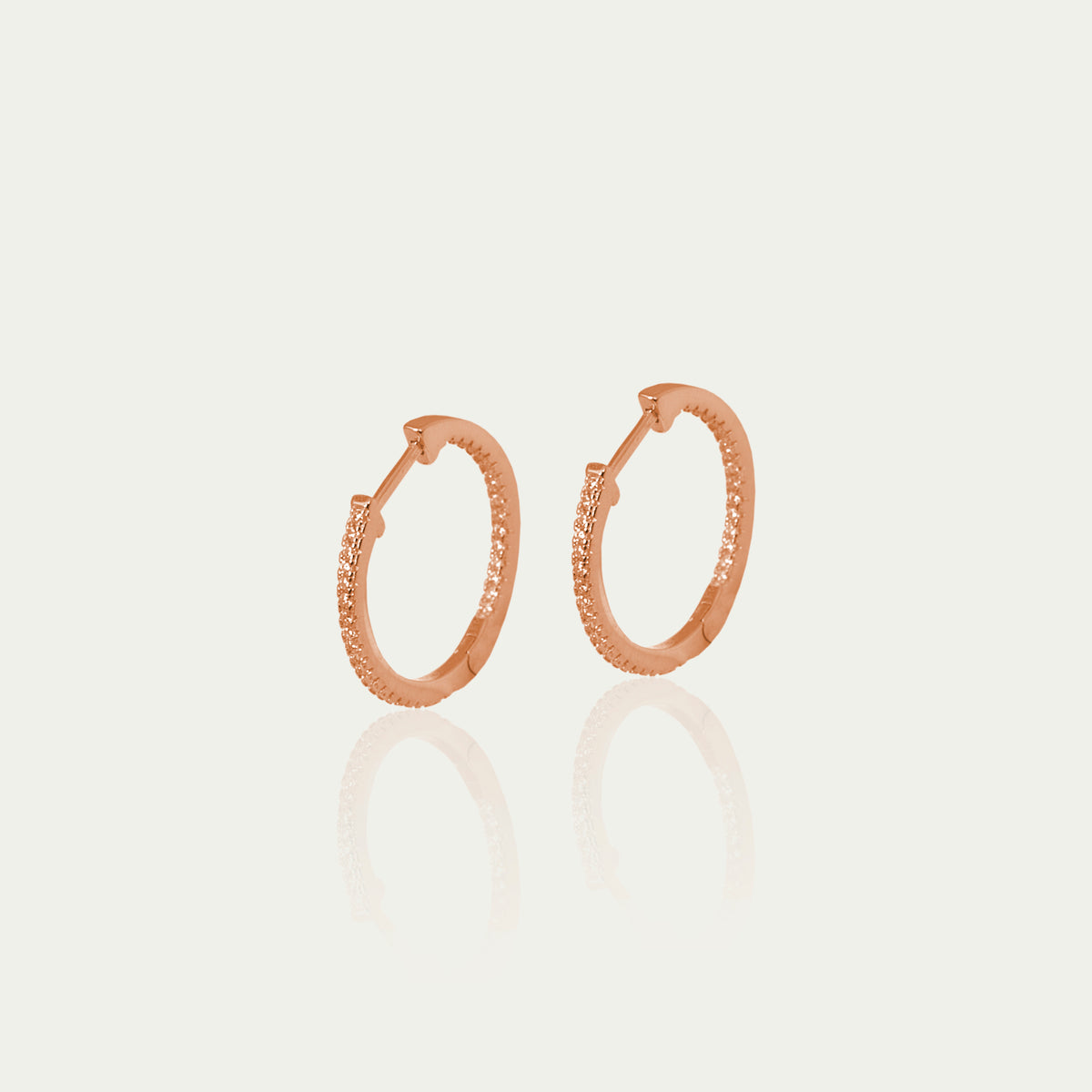 Klappcreole Glam mittel – 925 Sterling Silber 18K Roségold vergoldet, 2 cm Durchmesser | Sucre Fine Jewelry