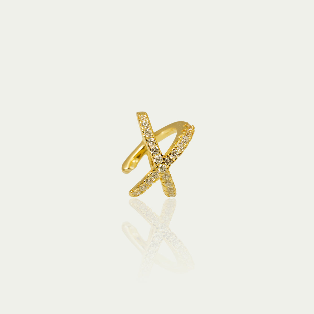 Earcuff Cross mit Zirkonia – 925 Sterling Silber 18K Gelbgold vergoldet | Sucre Fine Jewelry