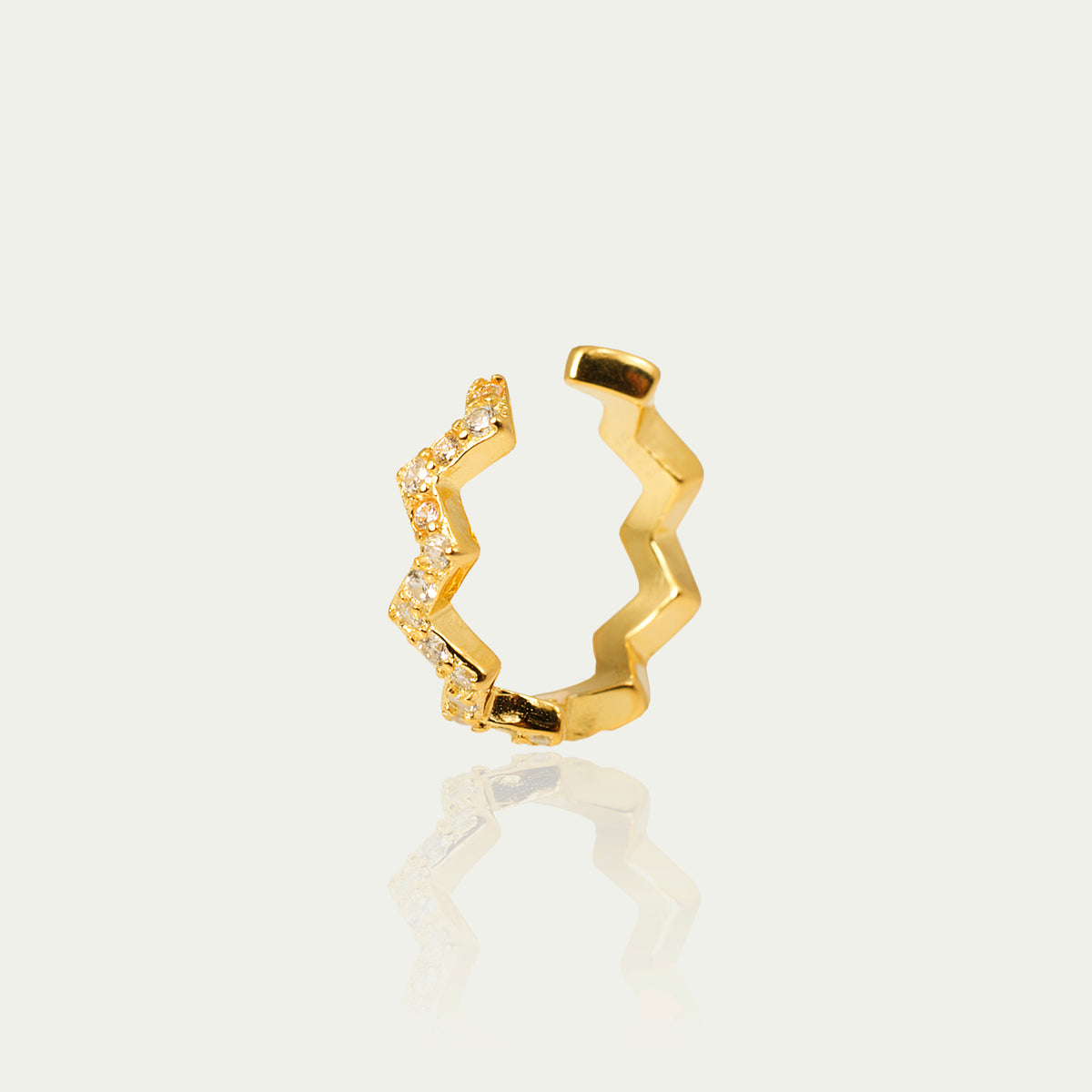 Earcuff Flash mit Zirkonia – 925 Sterling Silber 18K Gelbgold vergoldet | Sucre Fine Jewelry