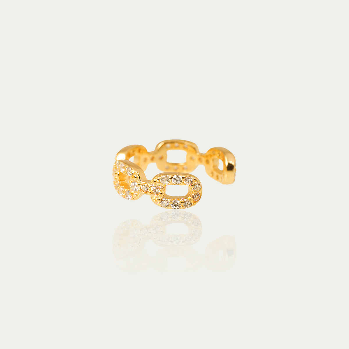 Earcuff Shiny Chain mit Zirkonia – 925 Sterling Silber 18K Gelbgold vergoldet | Sucre Fine Jewelry