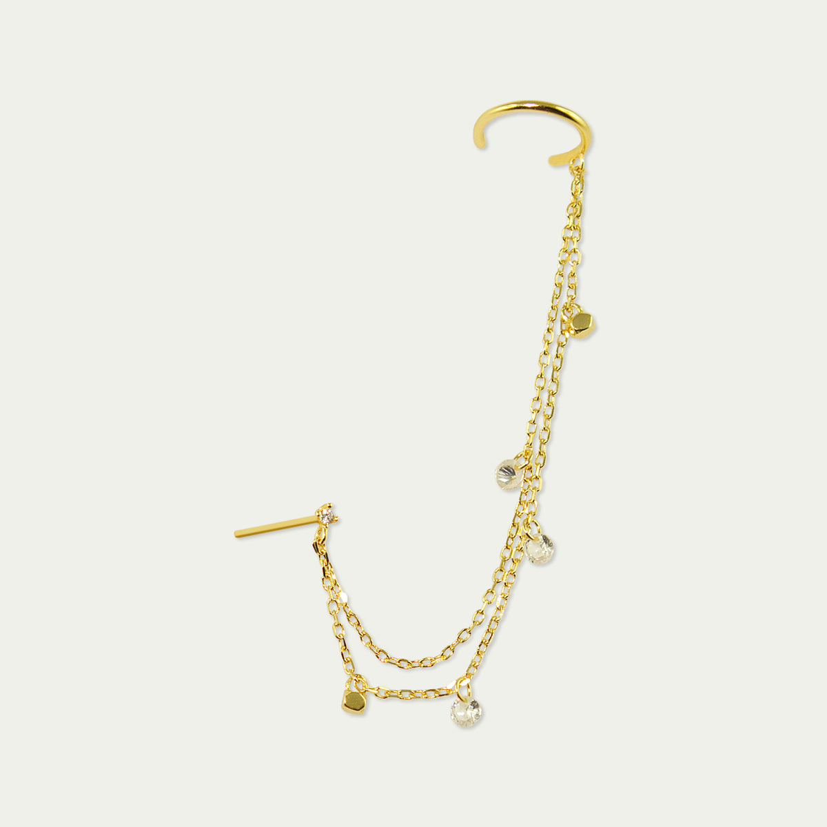 Earcuff Flying Stones – 925 Sterling Silber 18K Gelbgold vergoldet | Sucre Fine Jewelry