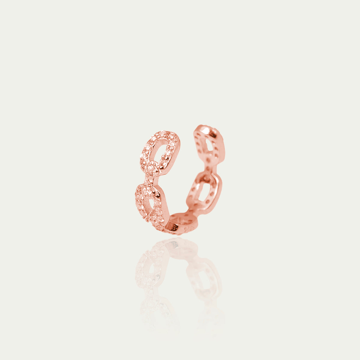 Earcuff Shiny Chain mit Zirkonia – 925 Sterling Silber 18K Roségold vergoldet | Sucre Fine Jewelry