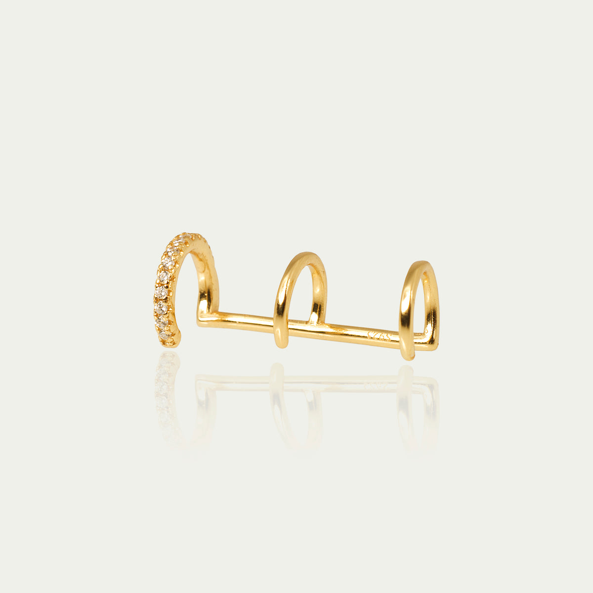 Earcuff Triple mit Zirkonia – 925 Sterling Silber 18K Gelbgold vergoldet | Sucre Fine Jewelry