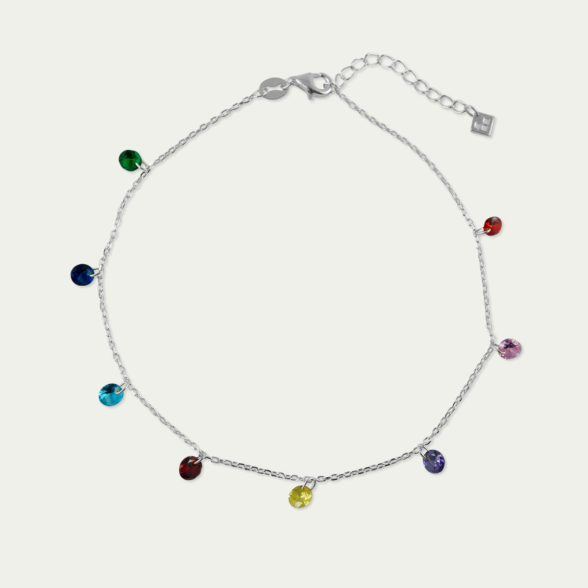 Fusskette Pure Glam mit Zirkonia Rainbow – 925 Sterling Silber | Sucre Fine Jewelry