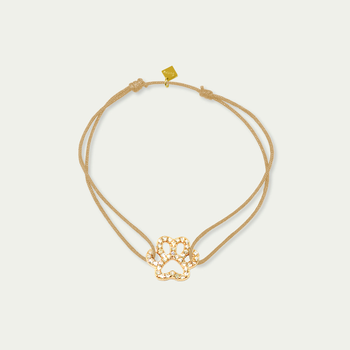 Glücksbändchen Pfote mit Zirkonia – 925 Sterling Silber 18K Gelbgold vergoldet | Sucre Fine Jewelry