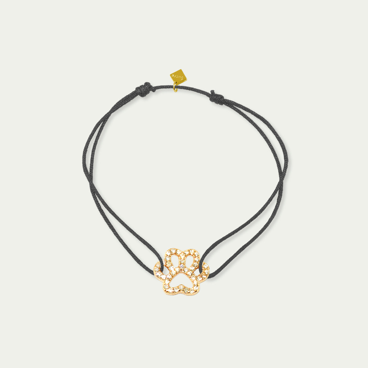 Glücksbändchen Pfote mit Zirkonia – 925 Sterling Silber 18K Gelbgold vergoldet | Sucre Fine Jewelry
