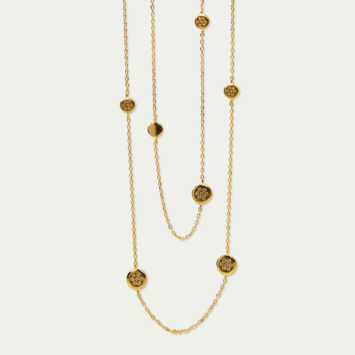Halskette Endless Pavé Champagner – 925 Sterling Silber 18K Gelbgold vergoldet | Sucre Fine Jewelry