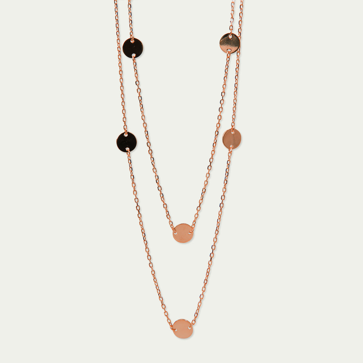 Halskette Coin Plättchen lang – 925 Sterling Silber 18K Roségold vergoldet | Sucre Fine Jewelry