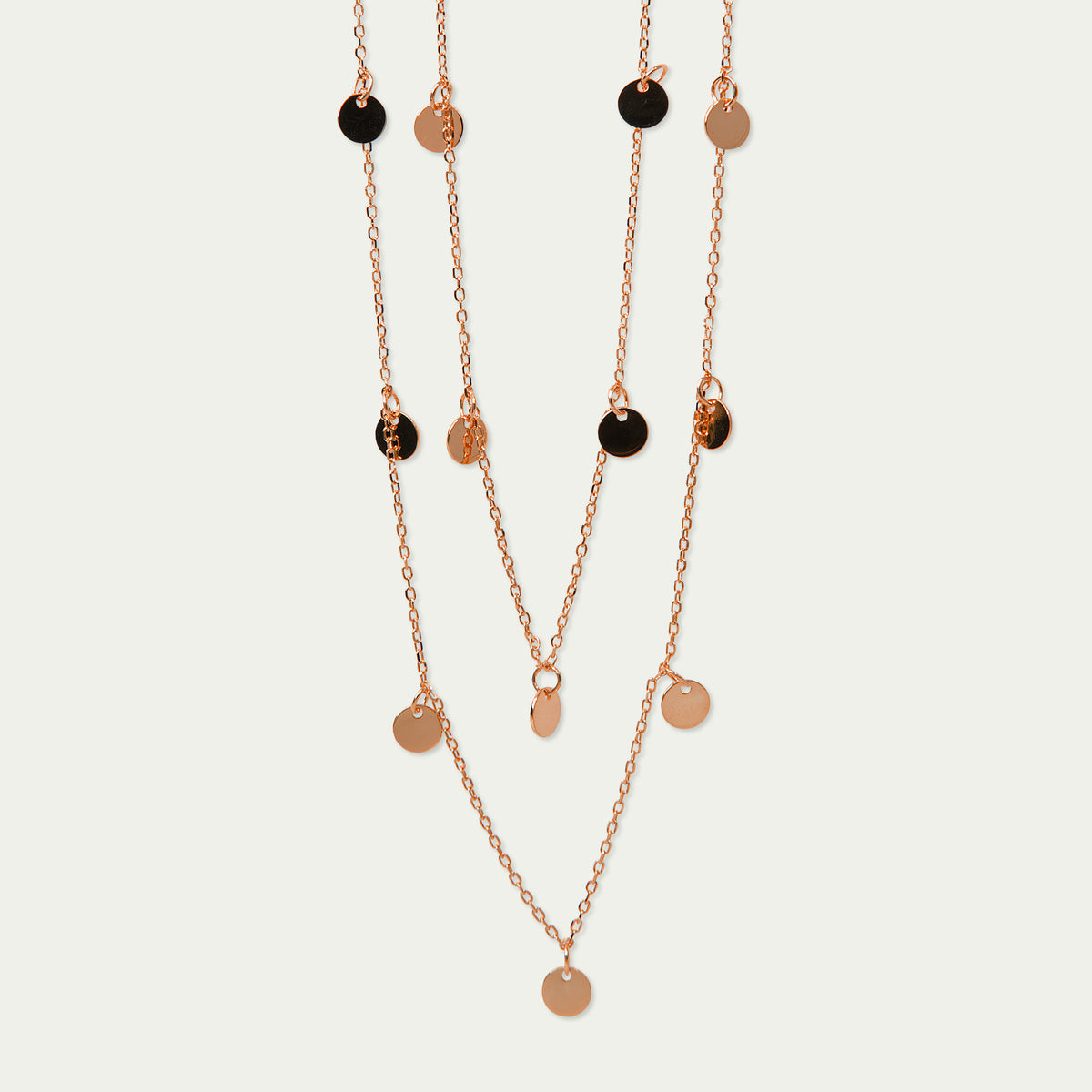 Halskette Mini Coin lang – 925 Sterling Silber 18K Roségold vergoldet | Sucre Fine Jewelry