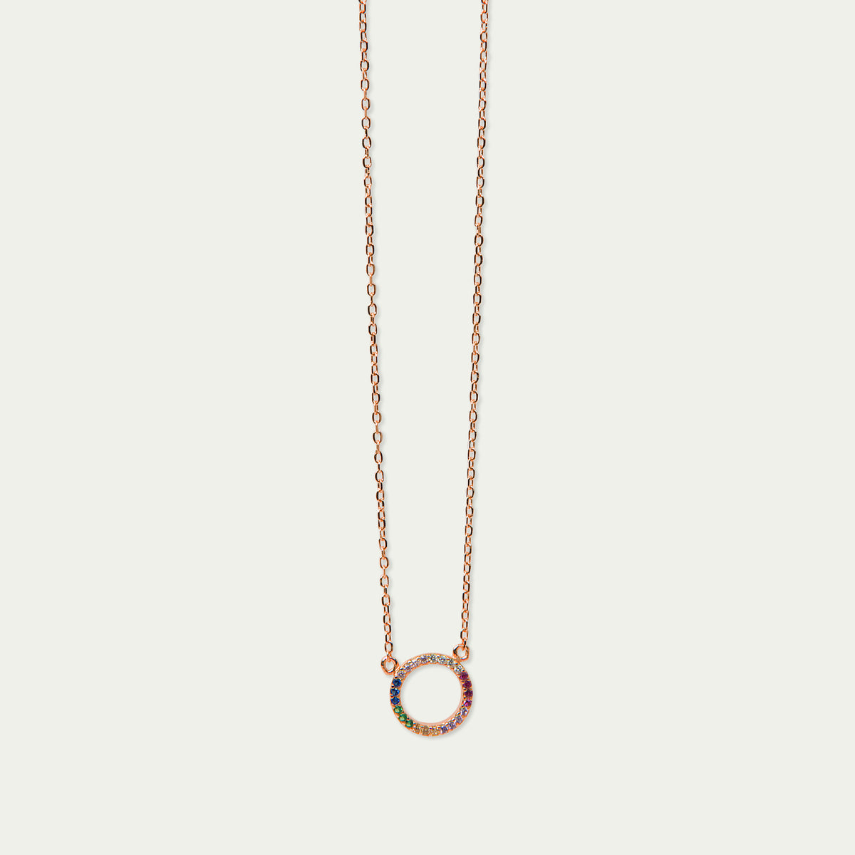 Halskette Circle Rainbow – 925 Sterling Silber 18K Roségold vergoldet | Sucre Fine Jewelry