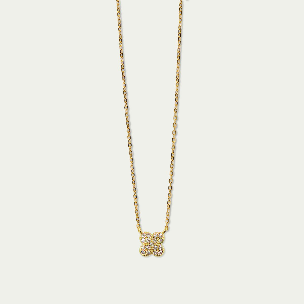 Halskette Sparkling Clover – 925 Sterling Silber 18K Gelbgold vergoldet | Sucre Fine Jewelry