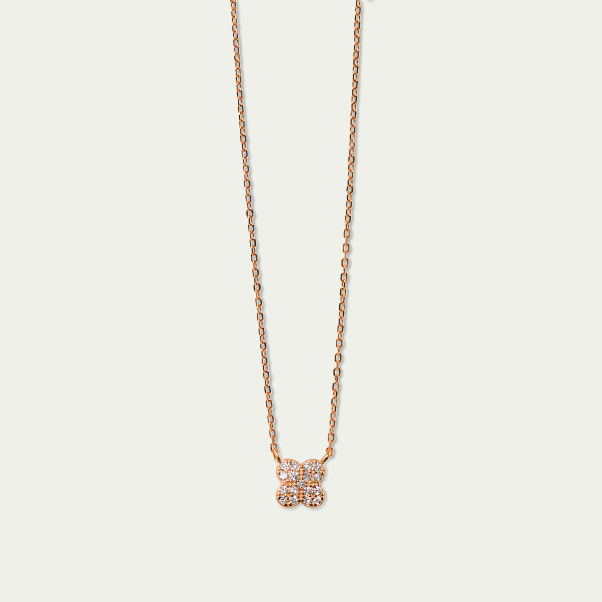 Halskette Sparkling Clover – 925 Sterling Silber 18K Roségold vergoldet | Sucre Fine Jewelry