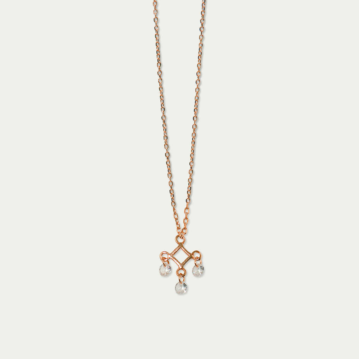 Halskette Sparkling Square – 925 Sterling Silber 18K Roségold vergoldet | Sucre Fine Jewelry