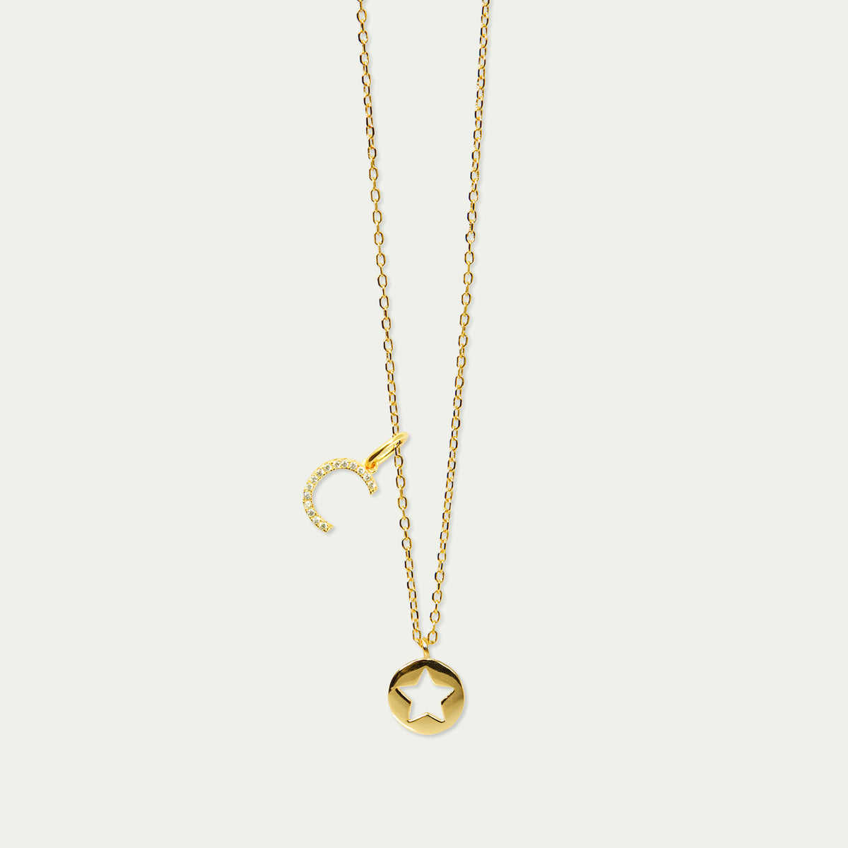 Buchstabe C Anhänger mit Zirkonia – 925 Sterling Silber 18K Gelbgold vergoldet | Sucre Fine Jewelry