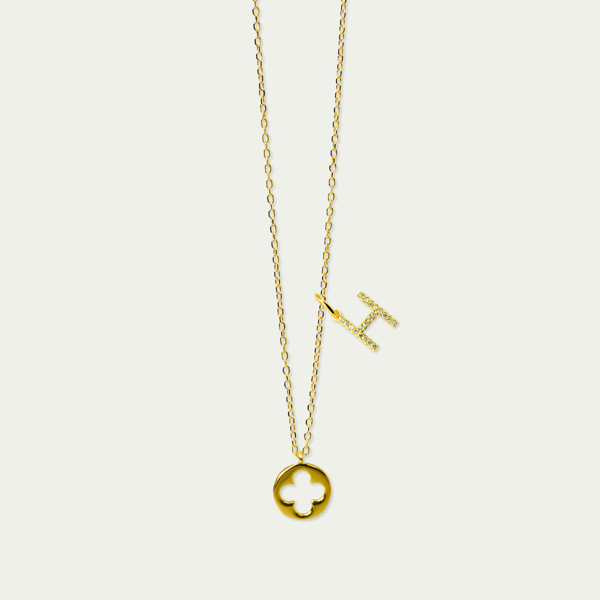 Buchstabe H Anhänger mit Zirkonia – 925 Sterling Silber 18K Gelbgold vergoldet | Sucre Fine Jewelry