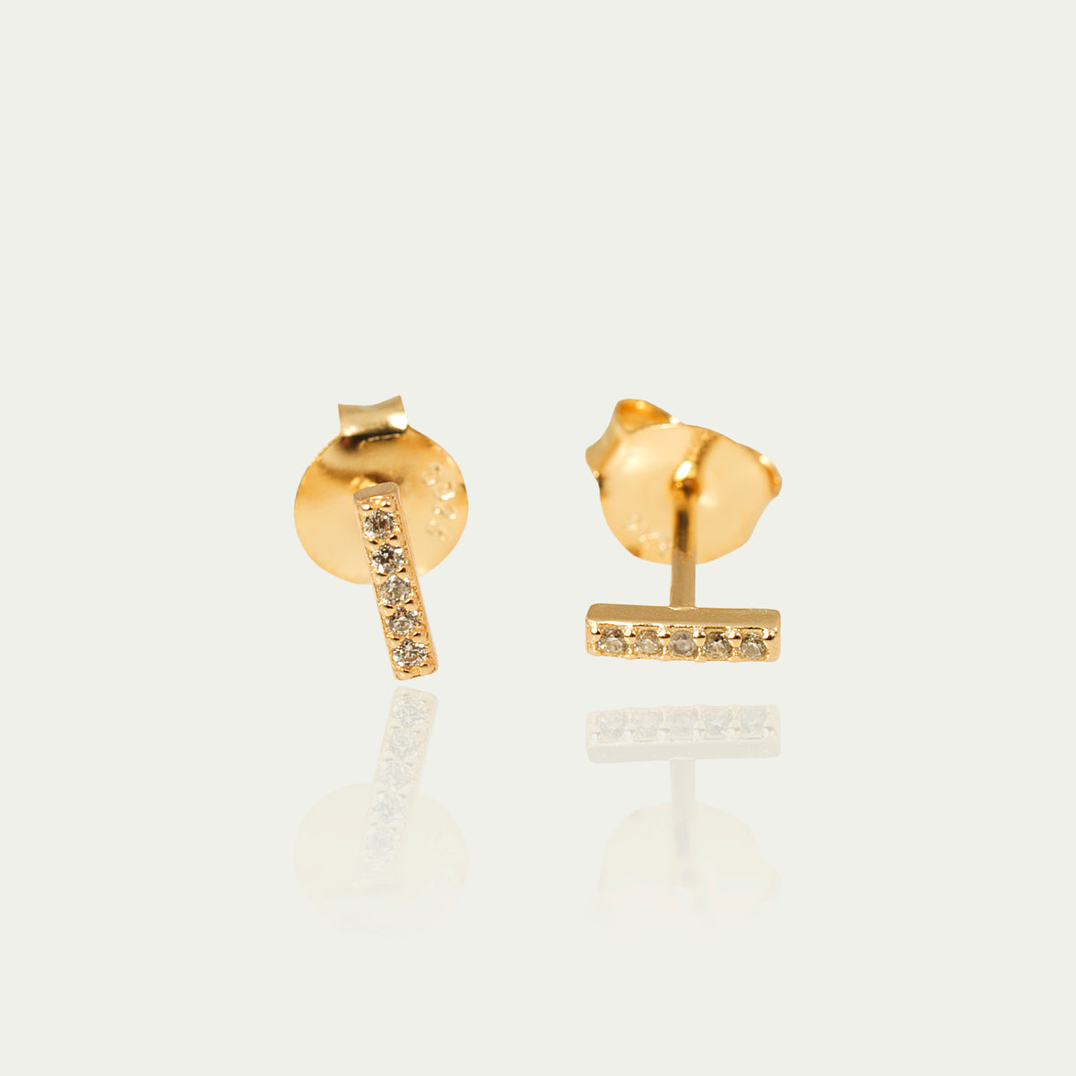 Ohrstecker Mini Bar mit Zirkonia – 925 Sterling Silber 18K Gelbgold vergoldet | Sucre Fine Jewelry