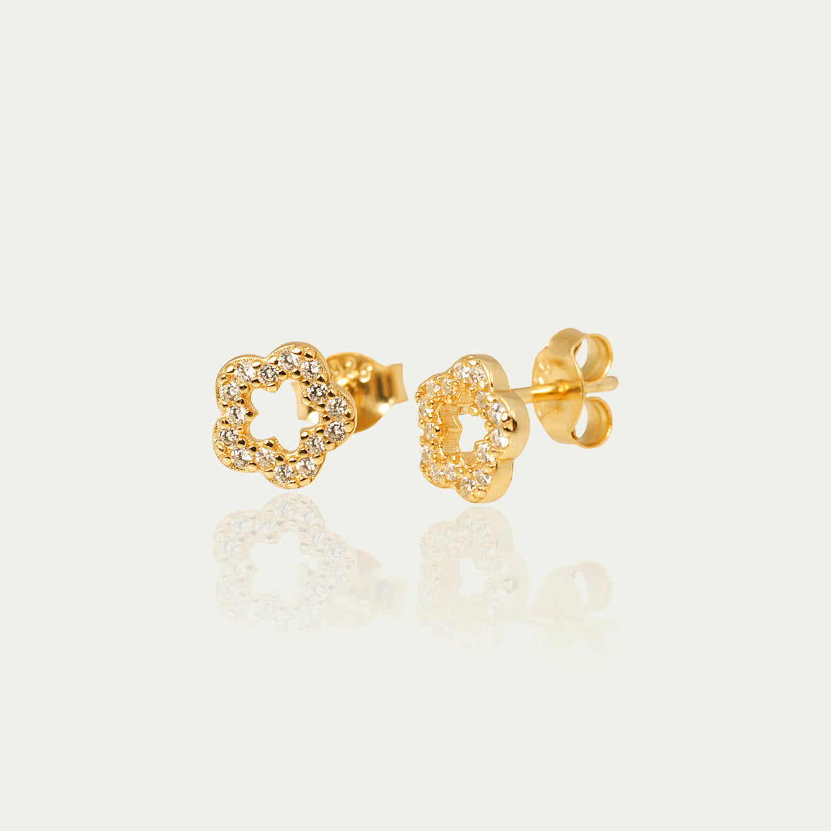 Ohrstecker Shiny Flower – 925 Sterling Silber 18K Gelbgold vergoldet | Sucre Fine Jewelry