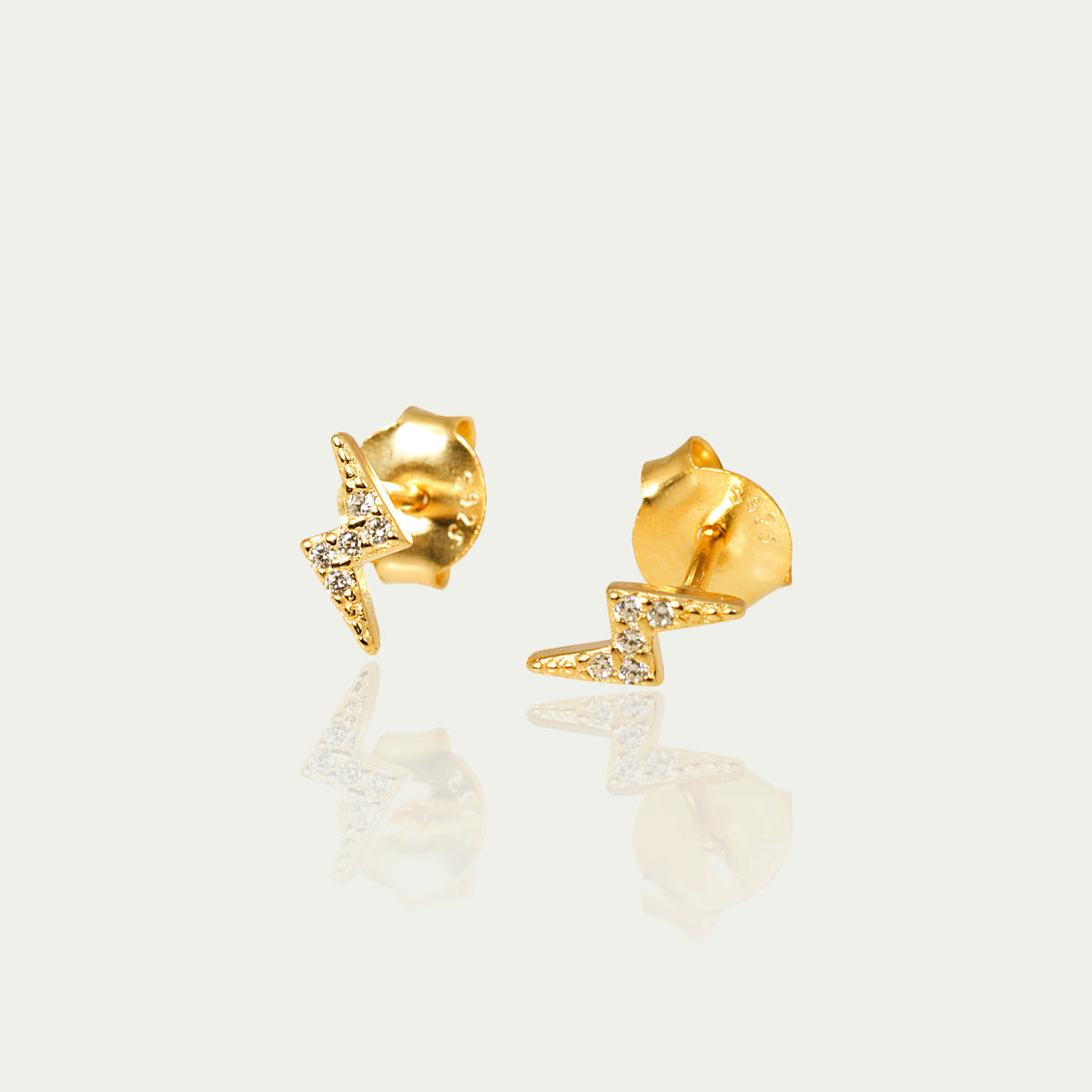 Ohrstecker Flash mit Zirkonia – 925 Sterling Silber 18K Gelbgold vergoldet | Sucre Fine Jewelry